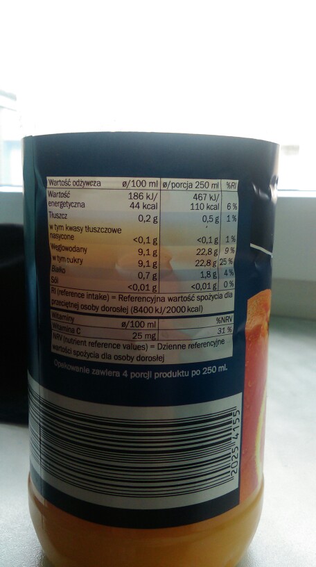 sok pomarańczowy 100% vitafit lidl