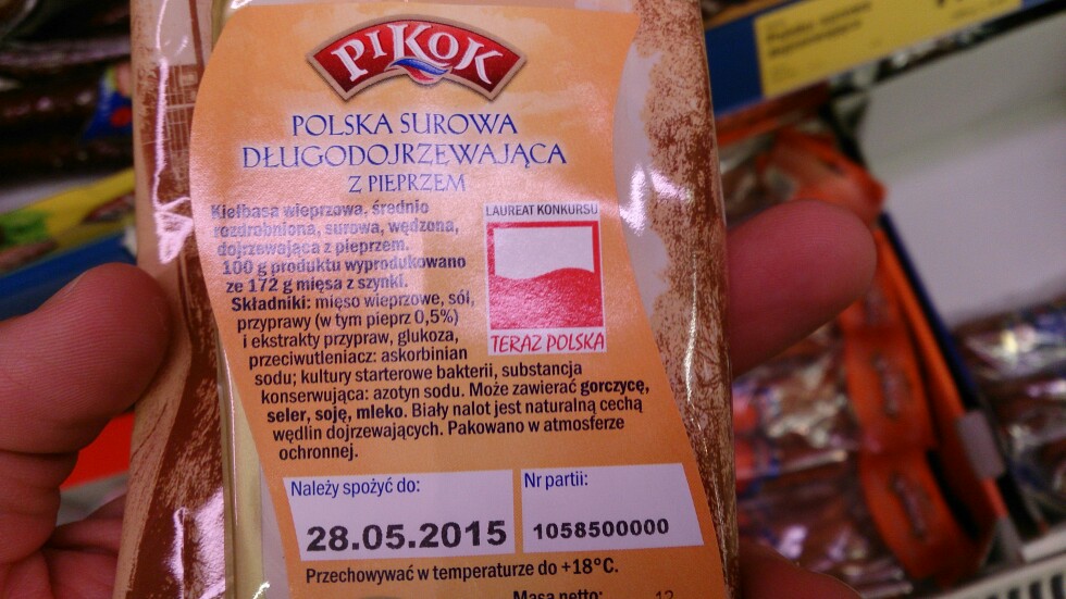 Kiełbasa Polska surowa z pieprzem Pikok lidl