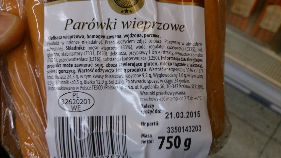 Parówki wieprzowe Polskie Wędliny 