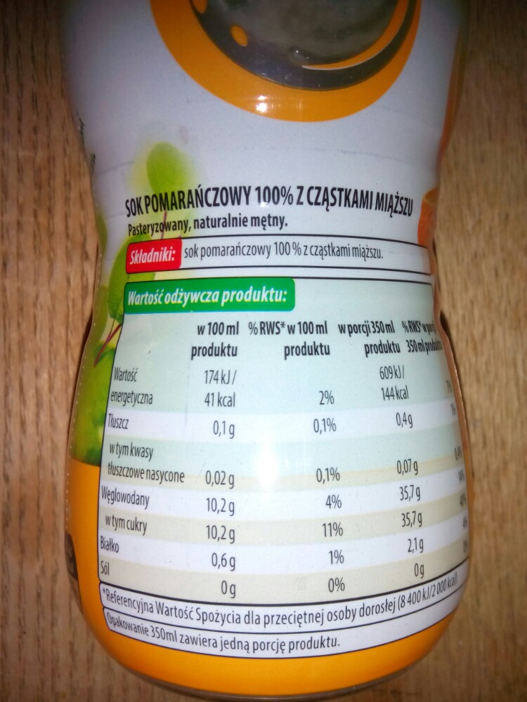 vital fresh sok pomarańczowy 100% 
