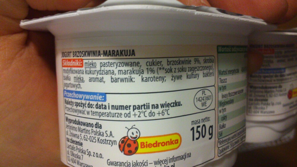 Jogurt FruVita brzoskwinia-marakuja biedronka