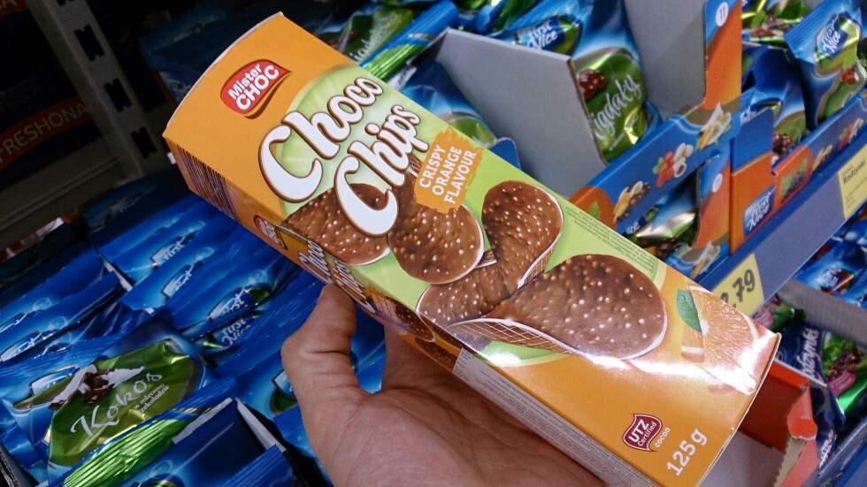 Chipsy z czekolady mlecznej o smaku pomarańczowym Mister Choc lidl